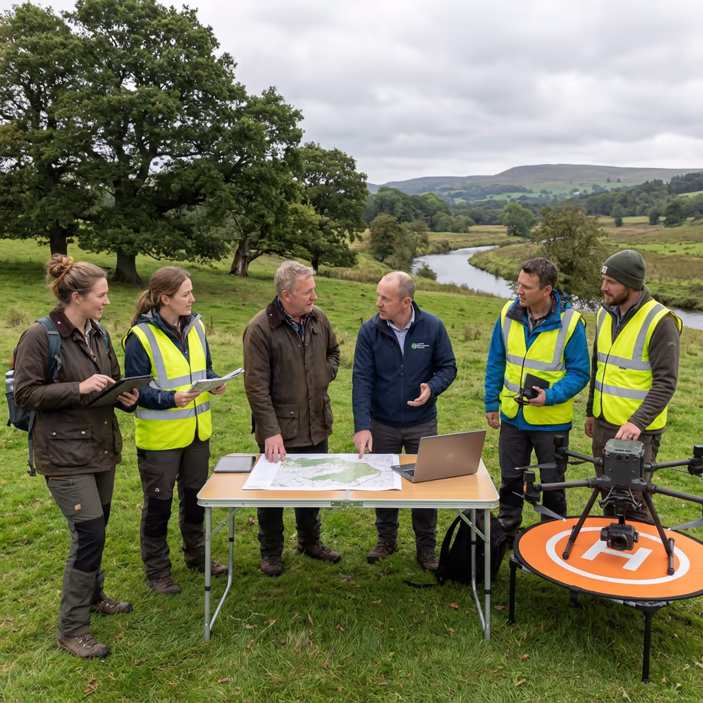 Survey team meeting with environmental agency client